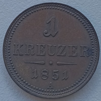 Austrija. 1 kreiceris 1851 A.