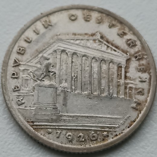 Austrija. 1 šilingas 1926 m. Sidabras. Austrija. 1 šilingas 1926 m. Sidabras.