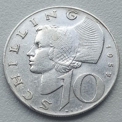 Austrija. 10 šilingų 1957 m. Sidabras.