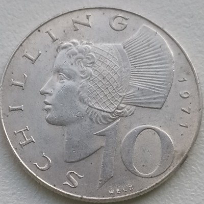 Austrija. 10 šilingų 1971 m. Sidabras.