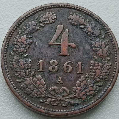 Austrija. 4 kreiceriai 1861 m. Austrija. 4 kreiceriai 1861 m.