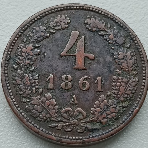 Austrija. 4 kreiceriai 1861 m. Austrija. 4 kreiceriai 1861 m.