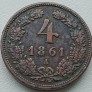 Austrija. 4 kreiceriai 1861 m. Austrija. 4 kreiceriai 1861 m.