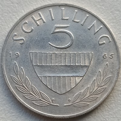 Austrija. 5 šilingai 1965 m. Sidabras.