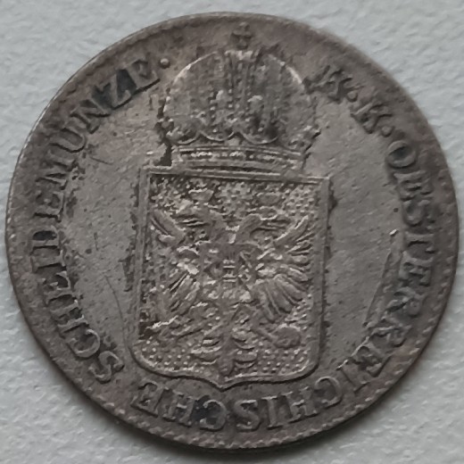 Austrija. 6 kreuzer 1849 m. Sidabras. Austrija. 6 kreuzer 1849 m. Sidabras.