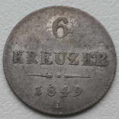 Austrija. 6 kreuzer 1849 m. Sidabras.