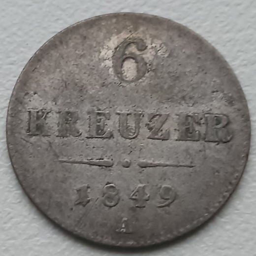 Austrija. 6 kreuzer 1849 m. Sidabras. Austrija. 6 kreuzer 1849 m. Sidabras.