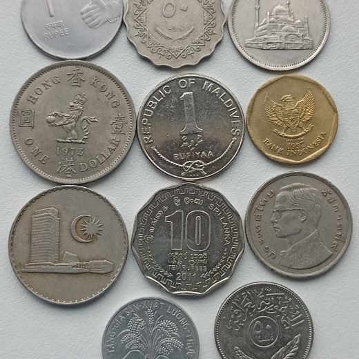 Azija. 11 monetų. Azija. 11 monetų.