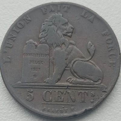 Belgija. 5 centai 1850 m.