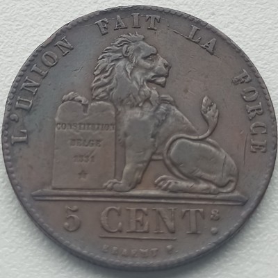 Belgija. 5 centai 1851 m.