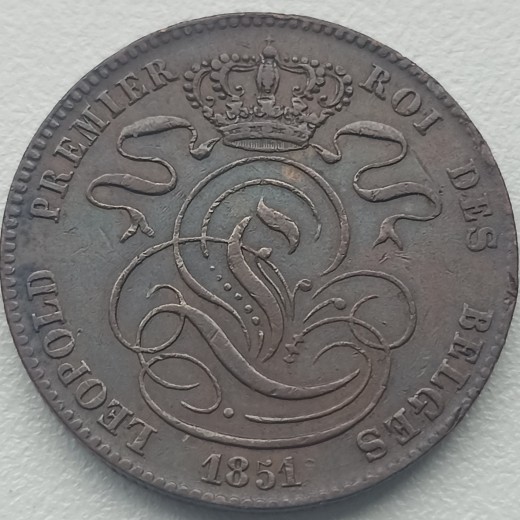 Belgija. 5 centai 1851 m. Belgija. 5 centai 1851 m.