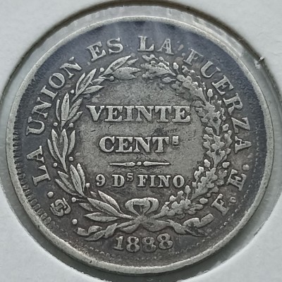 Bolivija. 20 centavos 1888 m. Sidabras.