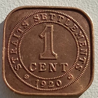 Britų Malaizija. 1 centas 1920 m.