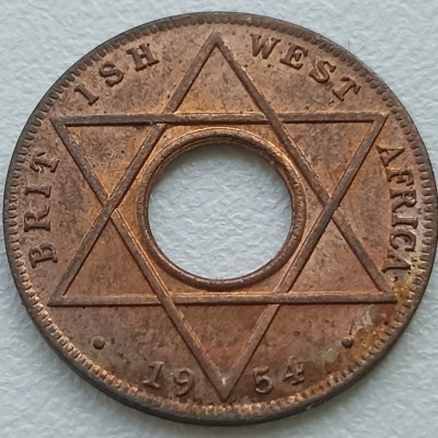Britų Vakarų Afrika. 1/10 penny 1954 m.