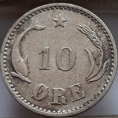 Danija 10 erių 1894 KM#795 Sidabras (B105)