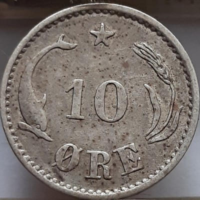 Danija 10 erių 1903 KM#795 Sidabras (B106)