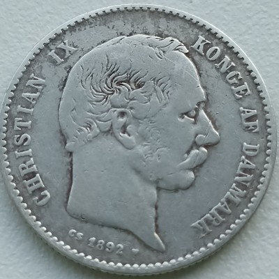 Danija. 1 krona 1892 m. Sidabras.