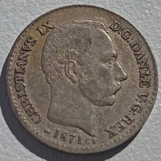 Danija. 4 skilingai 1871 m. Sidabras. Danija. 4 skilingai 1871 m. Sidabras.