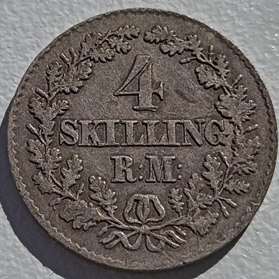 Danija. 4 skilingai 1871 m. Sidabras.