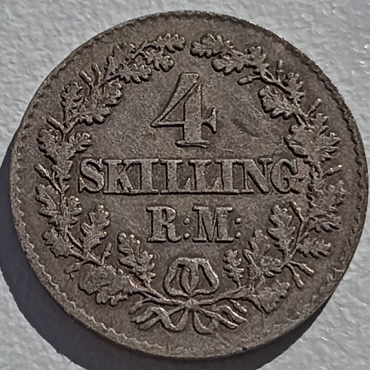 Danija. 4 skilingai 1871 m. Sidabras. Danija. 4 skilingai 1871 m. Sidabras.