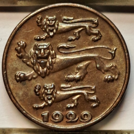 Estija 1 Sentas 1929 KM#10 su maža klaida (B82) Estija 1 Sentas 1929 KM#10 su maža klaida (B82)