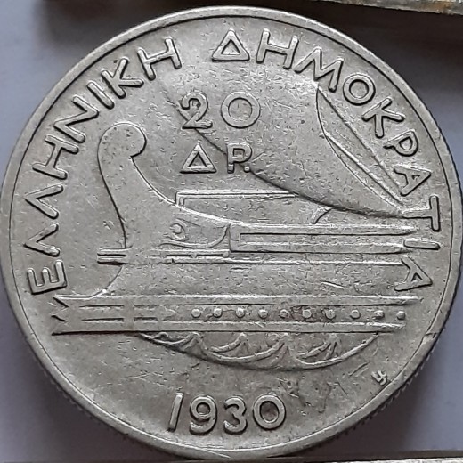 Graikija 20 Drachmų 1930 Sidabras (B257)
