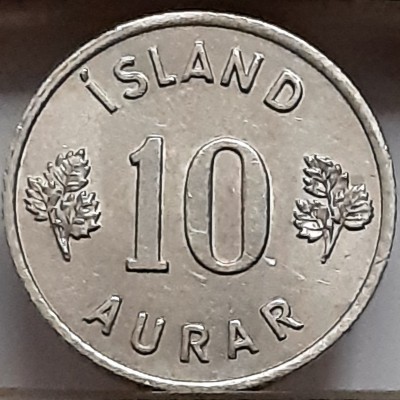Islandija 10 Aurų 1953 KM#10 (B66)