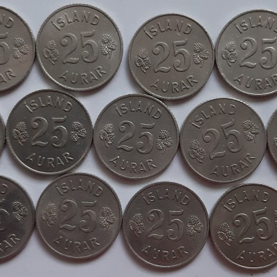 Islandija 13 monetų 25 eirės 1946-1964 KM#11 (B94)