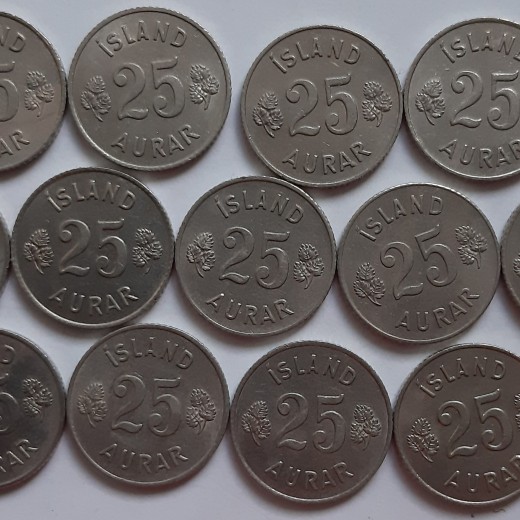 Islandija 13 monetų 25 eirės 1946-1964 KM#11 (B94)
