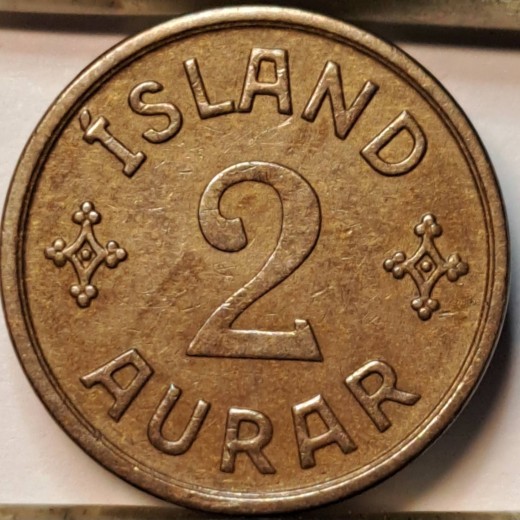 Islandija 2 Aurai 1940 KM#6.1 ♡N (B52) Islandija 2 Aurai 1940 KM#6.1 ♡N (B52)