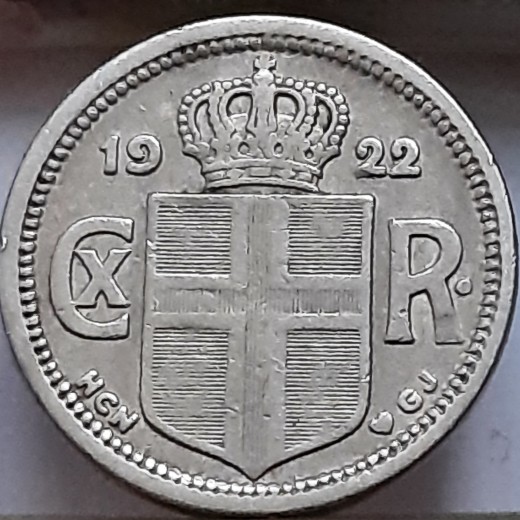Islandija 25 eirės 1922 KM#2 (B89)