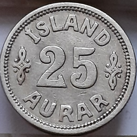 Islandija 25 eirės 1922 KM#2 (B89)