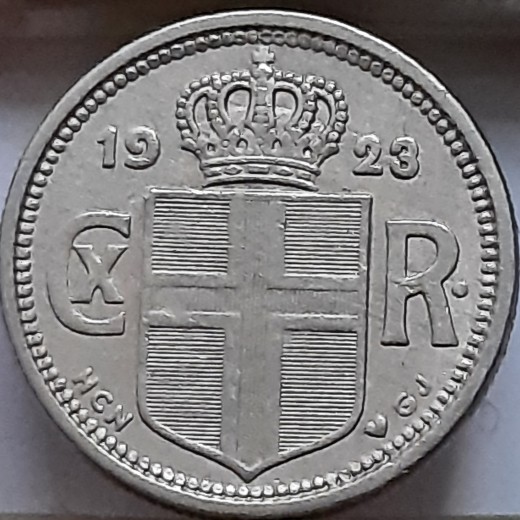 Islandija 25 Eirės 1923 KM#2 (B90) Islandija 25 Eirės 1923 KM#2 (B90)