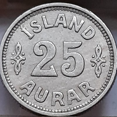Islandija 25 Eirės 1923 KM#2 (B90)