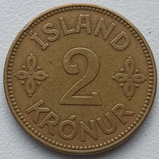 Islandija. 2 kronos 1925 m. Islandija. 2 kronos 1925 m.