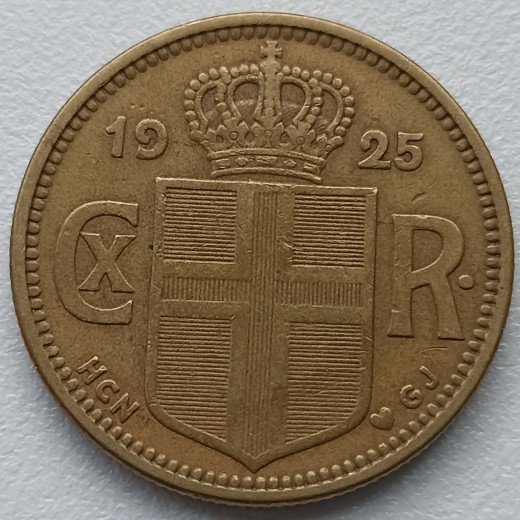 Islandija. 2 kronos 1925 m. Islandija. 2 kronos 1925 m.