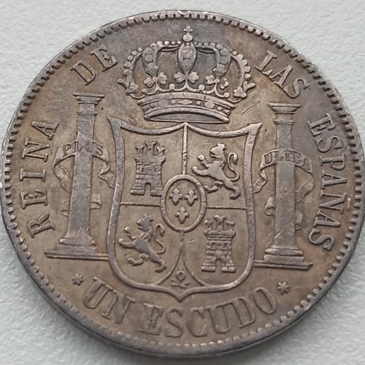 Ispanija. 1 eskudas 1866 m. Sidabras. Ispanija. 1 eskudas 1866 m. Sidabras.