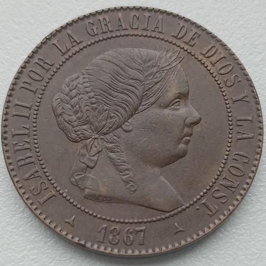 Ispanija. 5 sentimai 1867 m. Ispanija. 5 sentimai 1867 m.