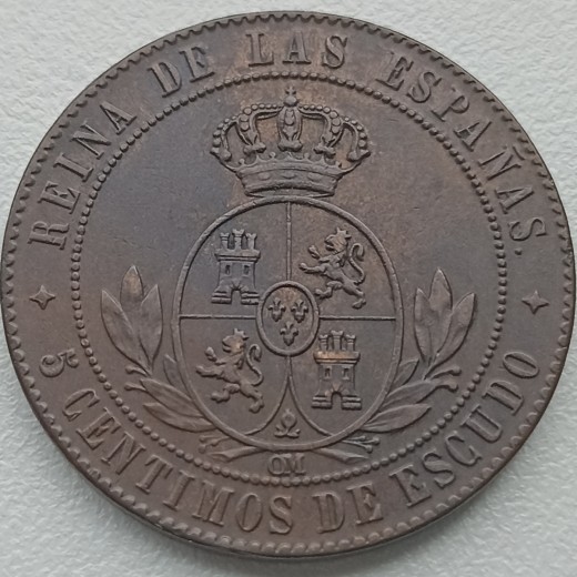 Ispanija. 5 sentimai 1867 m.
