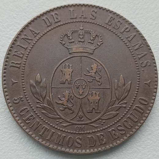 Ispanija. 5 sentimai 1867 m. Ispanija. 5 sentimai 1867 m.