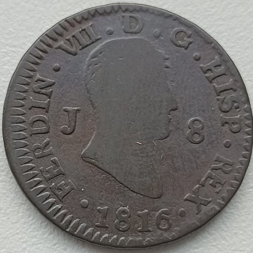 Ispanija. 8 maravedžiai 1816 m. Ispanija. 8 maravedžiai 1816 m.