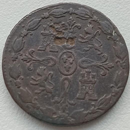 Ispanija. 8 maravedžiai 1827 m.
