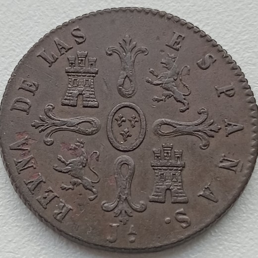 Ispanija. 8 maravedžiai 1846 m. Ispanija. 8 maravedžiai 1846 m.