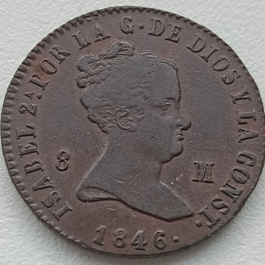 Ispanija. 8 maravedžiai 1846 m. Ispanija. 8 maravedžiai 1846 m.