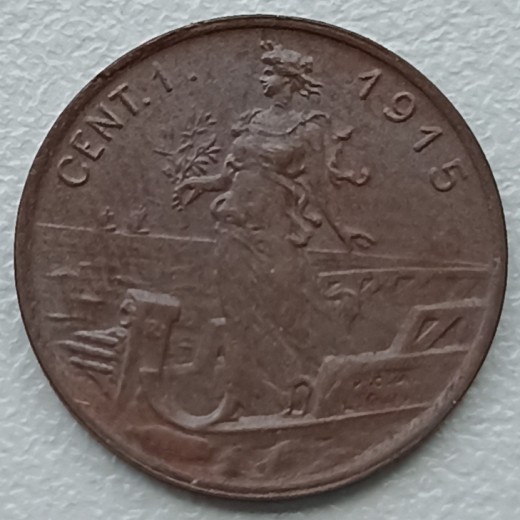 Italija. 1 centezimas 1915 m.