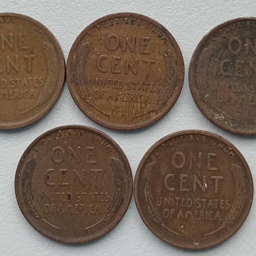 JAV. 1 centas. 5 vienetai. JAV. 1 centas. 5 vienetai.