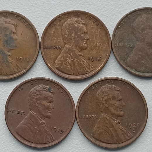 JAV. 1 centas. 5 vienetai. JAV. 1 centas. 5 vienetai.