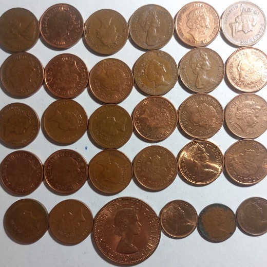 JUNGTINĖ KARALYSTĖ 1/2 N. PENSO ir 1 PENSO LOTAS 30 VNT. JUNGTINĖ KARALYSTĖ 1/2 N. PENSO ir 1 PENSO LOTAS 30 VNT.