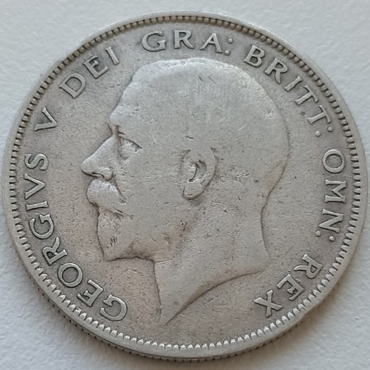 Jungtinė karalystė. 1/2 kronos 1929 m. Sidabras Jungtinė karalystė. 1/2 kronos 1929 m. Sidabras