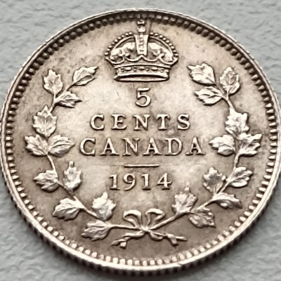 Kanada. 5 centai 1914 m. Sidabras